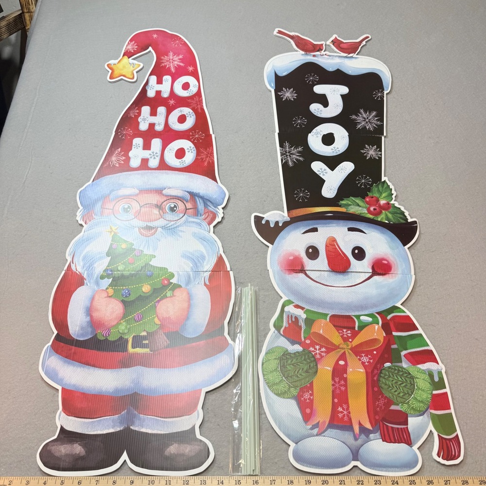 Christmas Yard Signs Santa Snowman Joy Ho Ho Ho Outdoor Holiday Decoration